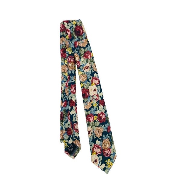 Jeslang Floral 59" Cotton Skinny Necktie Men's Tie 2.5" Wide - Picture 2 of 4